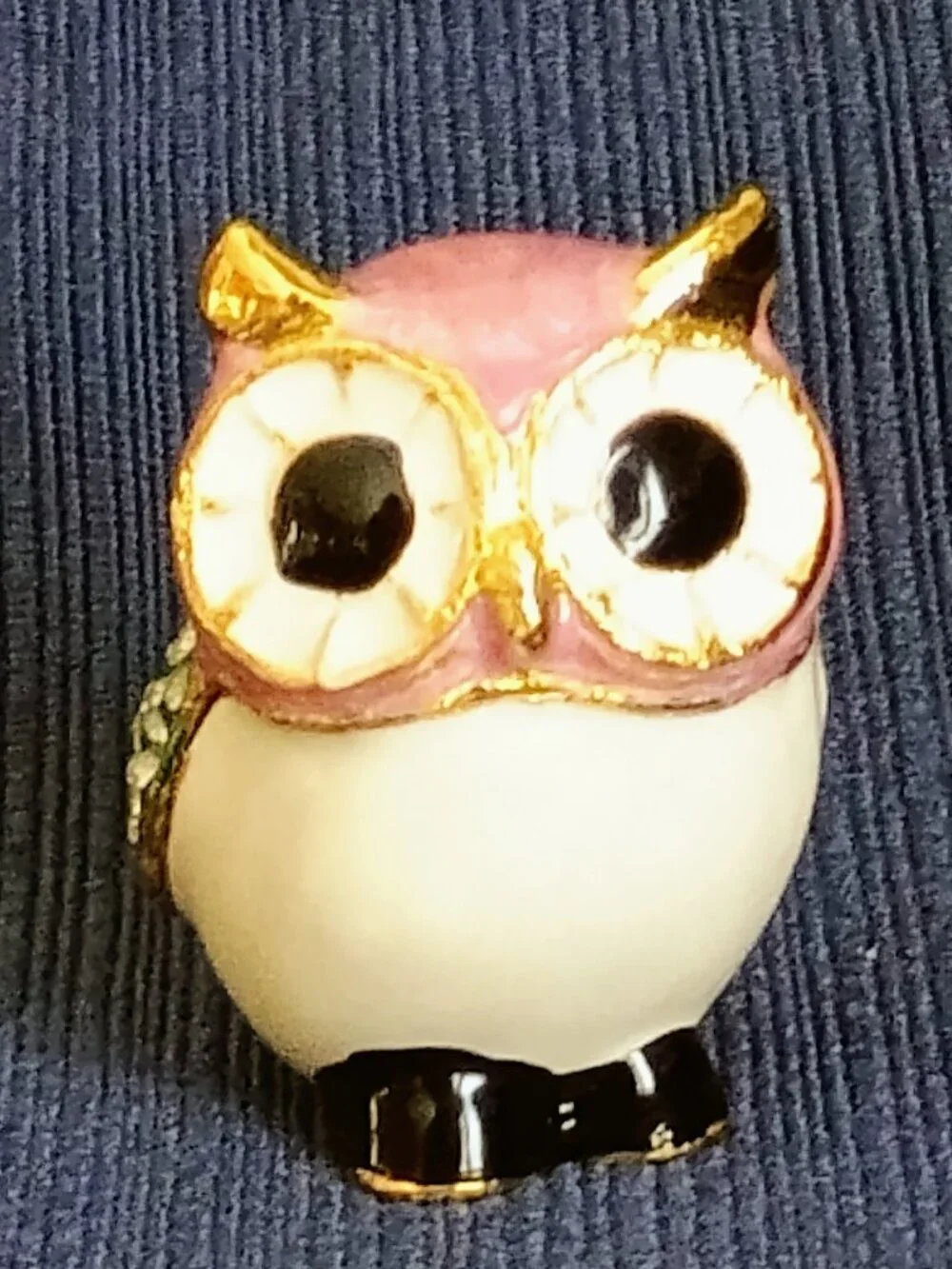 Pink Owl Jeweled Enameled Trinket Box